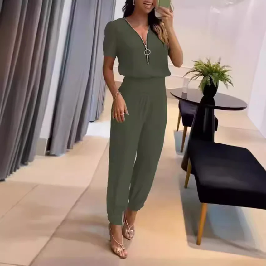 Damen Jumpsuit mit hochgeschlossenem Kragen und seitlichem Reißverschluss R&B - Image 4