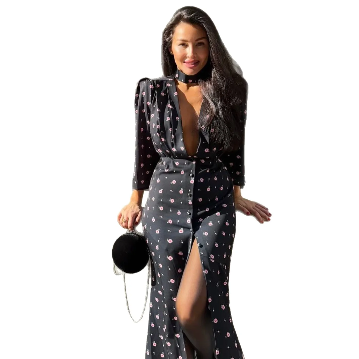 Damen Jumpsuit mit tiefem V-Ausschnitt und stilvollem Schlitz R&B - Image 5