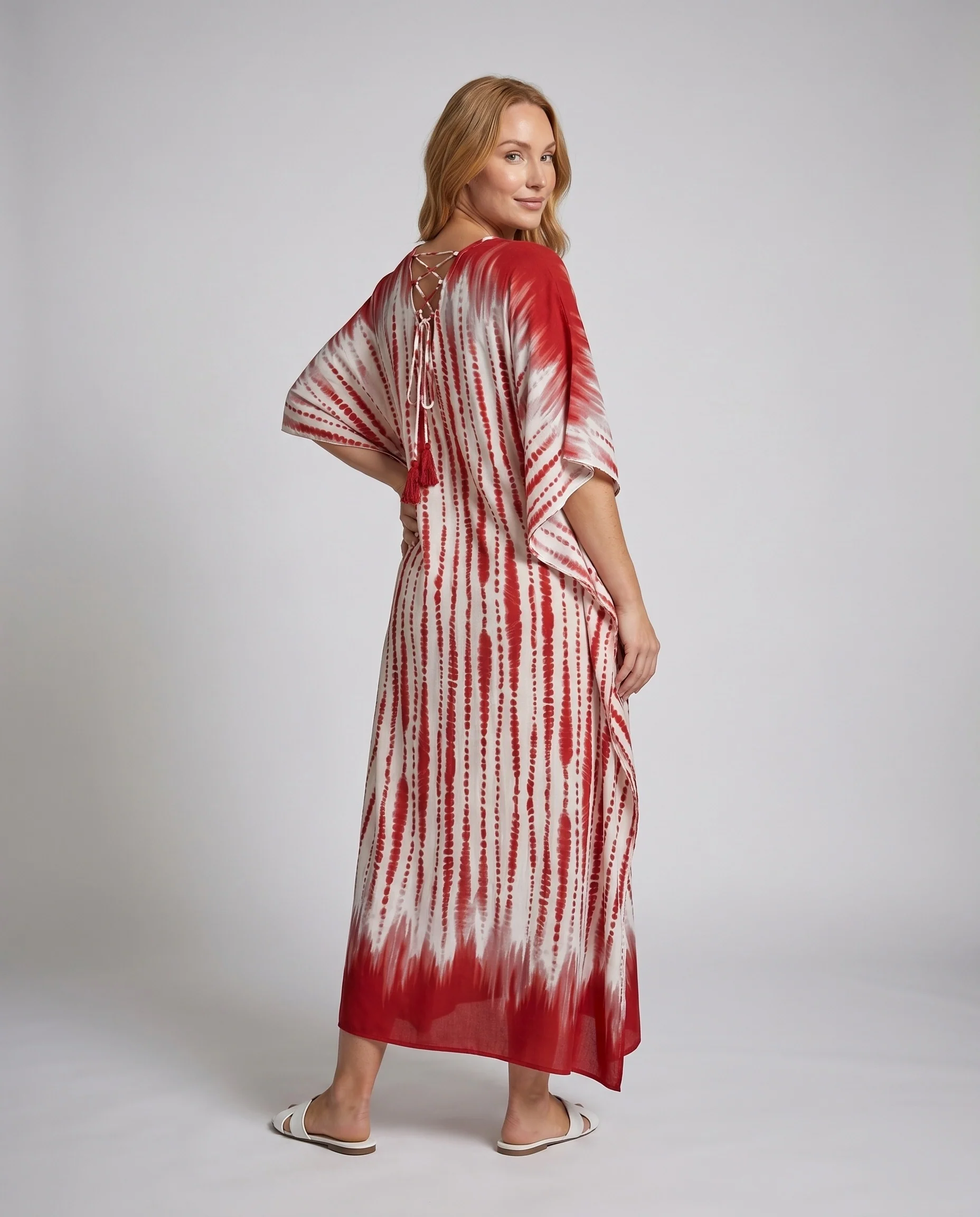 Damen Kaftan Kleid mit tiefem V-Ausschnitt und floralem Design R&B - Image 4