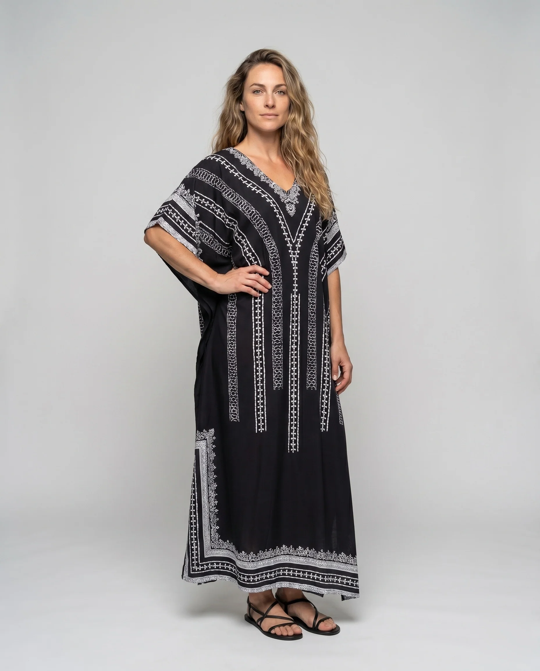 Damen Kaftan mit exquisitem Ethno-Design und weiten Ärmeln R&B