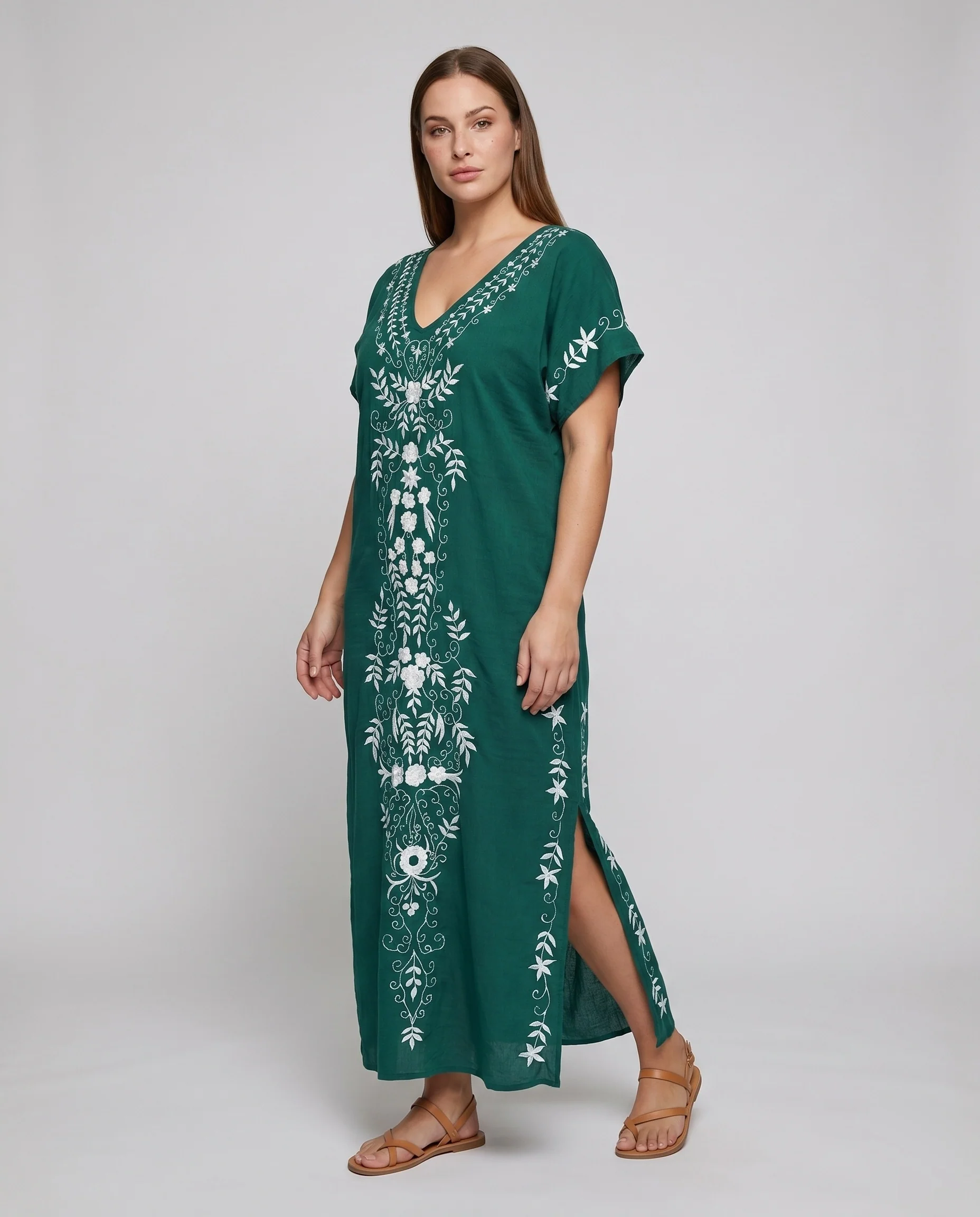 Damen Kaftan mit floralem Stickmuster R&B