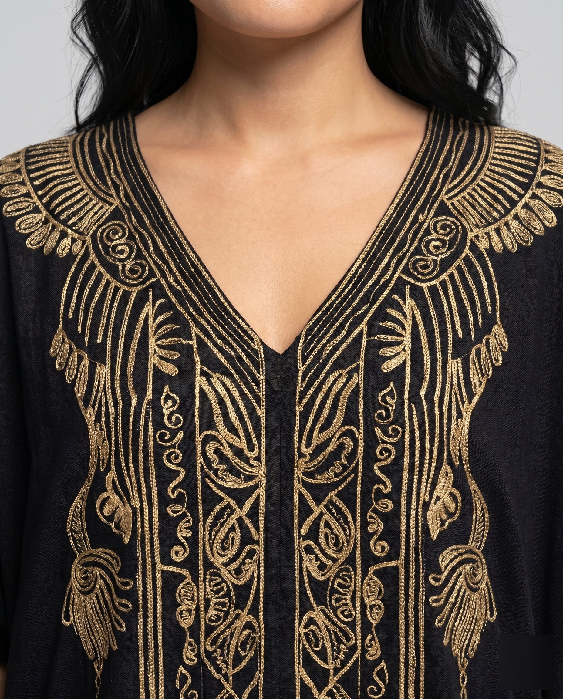 Damen Kaftan mit kunstvoller Goldbestickung R&B - Image 3