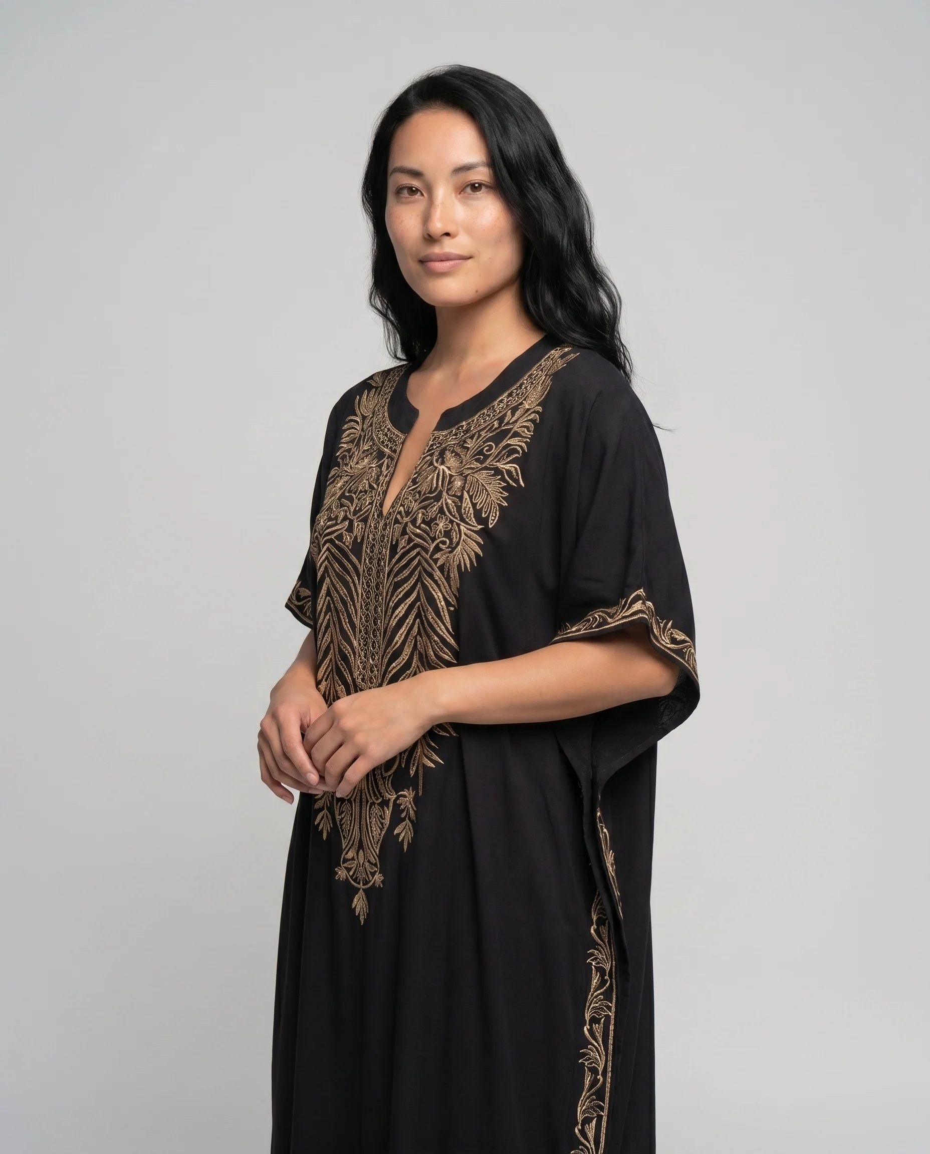 Damen Kaftan mit kunstvoller Goldstickerei R&B - Image 2