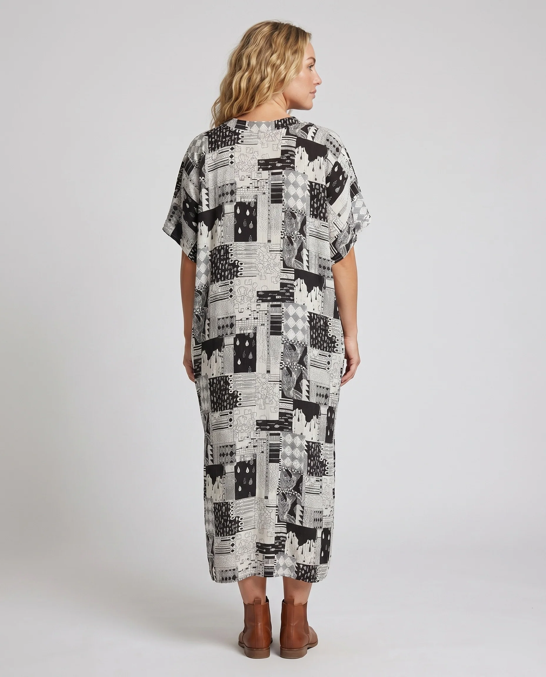 Damen Kaftan mit modernem grafischen Muster und weiten Ärmeln R&B - Image 4