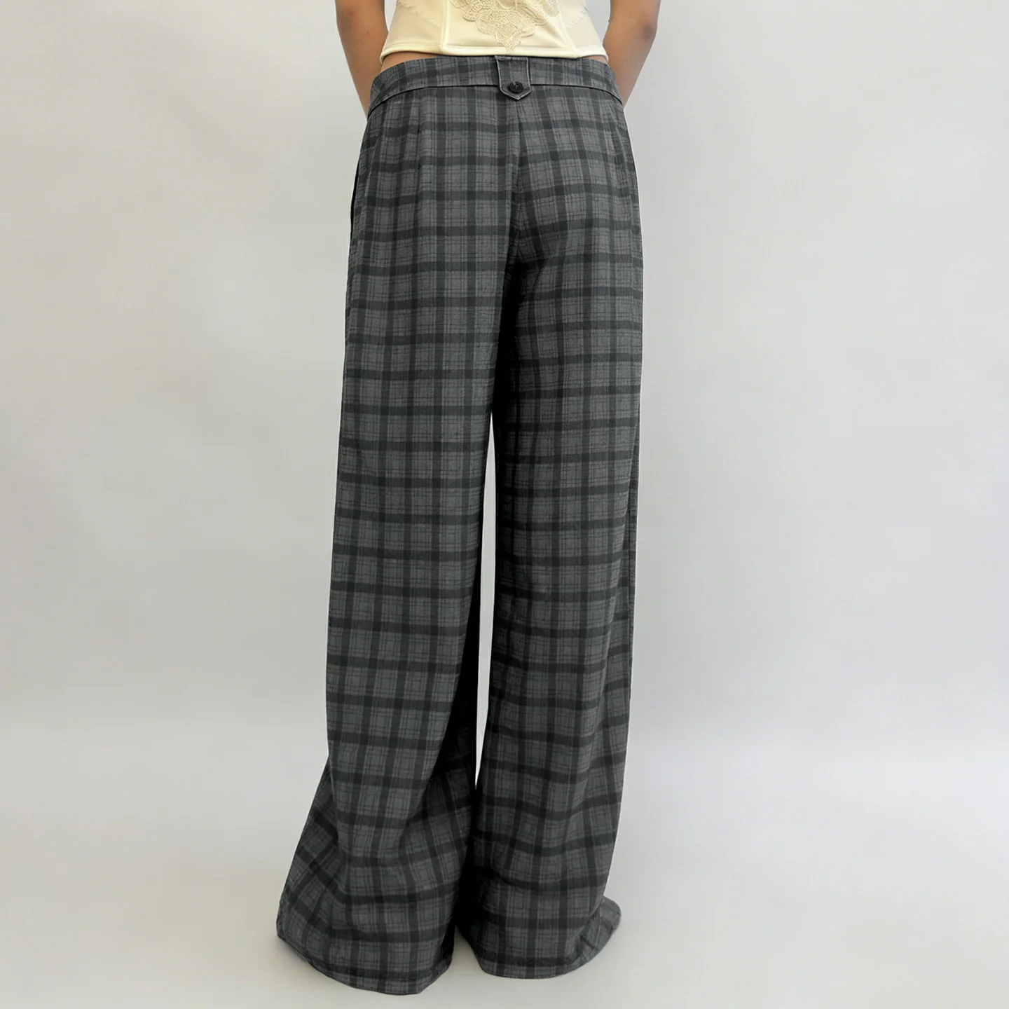 Damen Karierte Culotte-Hose mit hohem Taillenbund und eleganter Faltenlegung R&B - Image 4