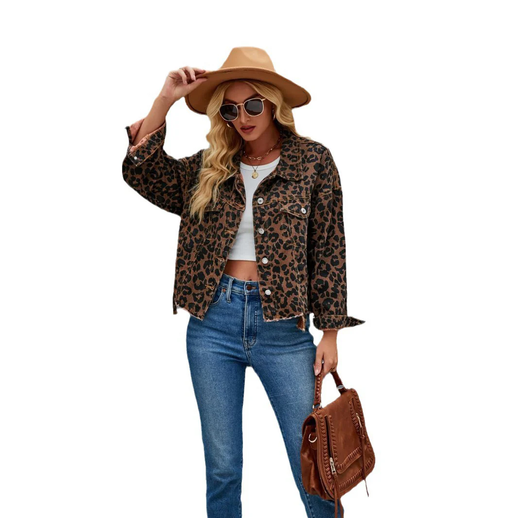 Damen Karierte Denimjacke im angesagten Leopardenmuster mit modernem Schnitt R&B - Image 5