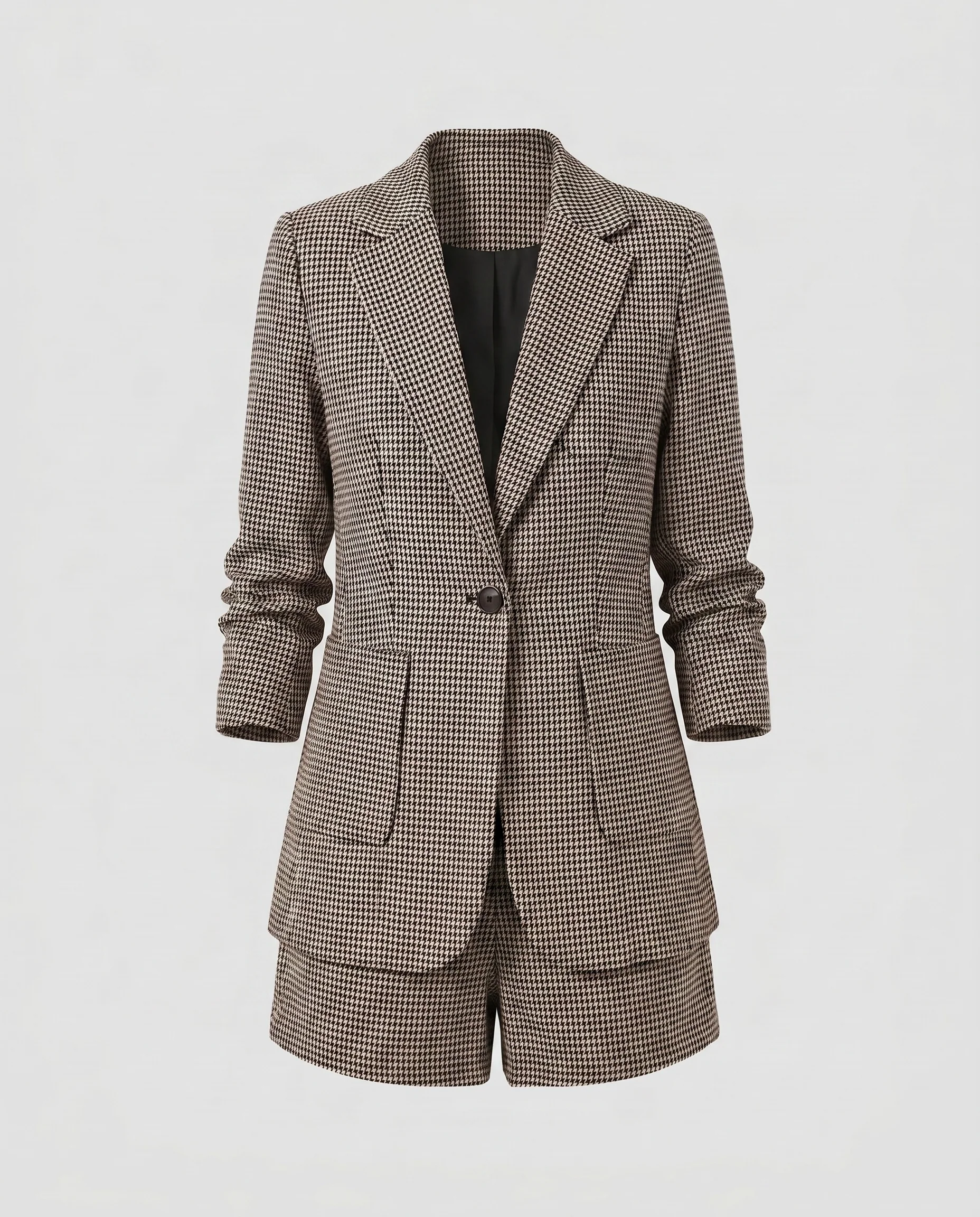 Damen Karierter Blazer-Shorts-Anzug mit einem modernen Schnitt und eleganten Details R&B - Image 5