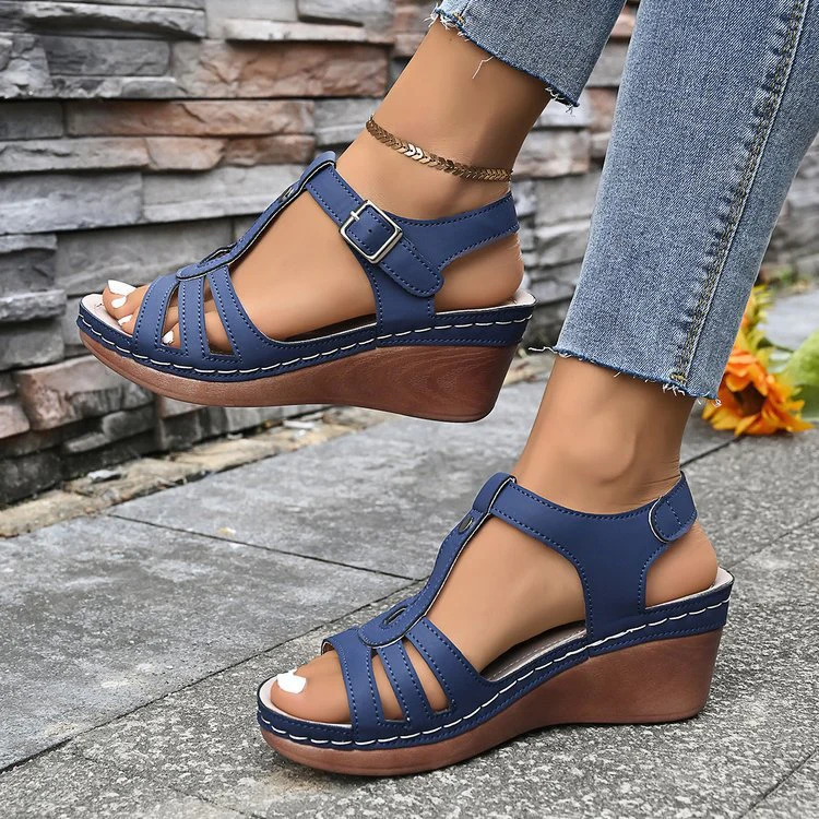 Damen Keilsandalen mit bequemer Fußbettung und verstellbarem Riemen R&B - Image 2