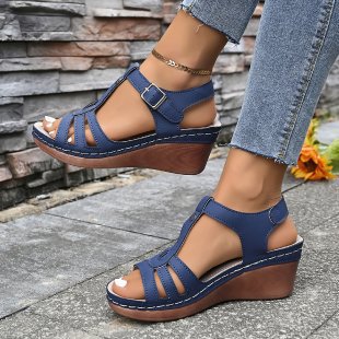 Damen Keilsandalen mit bequemer Fußbettung und verstellbarem Riemen R&B - Image 6