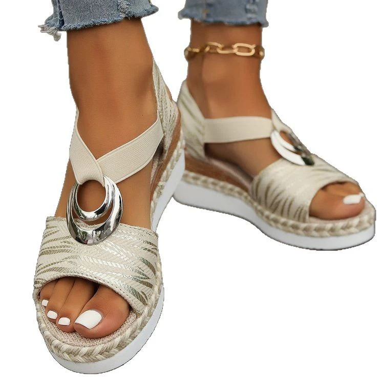 Damen Keilsandaletten mit modischem Design und elastischen Riemen R&B - Image 5
