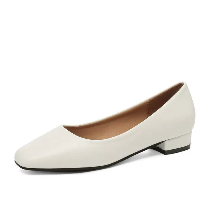 Damen klassische Ballerinas mit elegantem Quadratzehen-Design und leichtem Blockabsatz R&B - Image 3