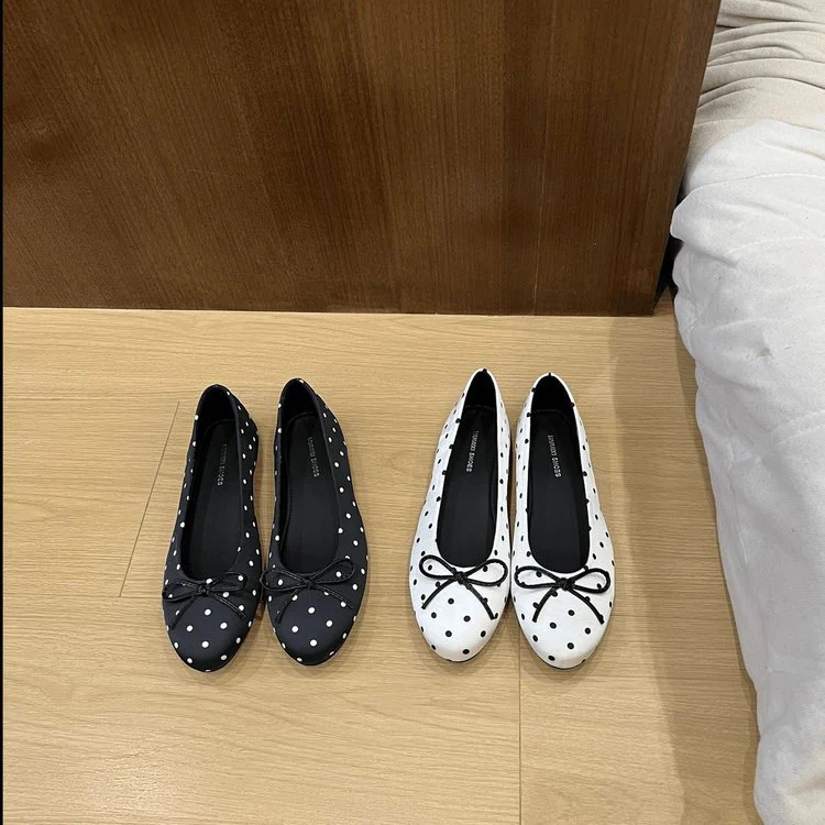Damen klassische Ballerinas mit verspieltem Punktmuster und dekorativem Schleifendetail R&B - Image 2