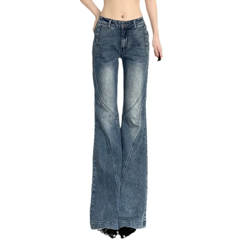 Damen klassische Flared Jeans mit hoher Taille und ausgefranstem Saum Heidi-Mode - Image 5