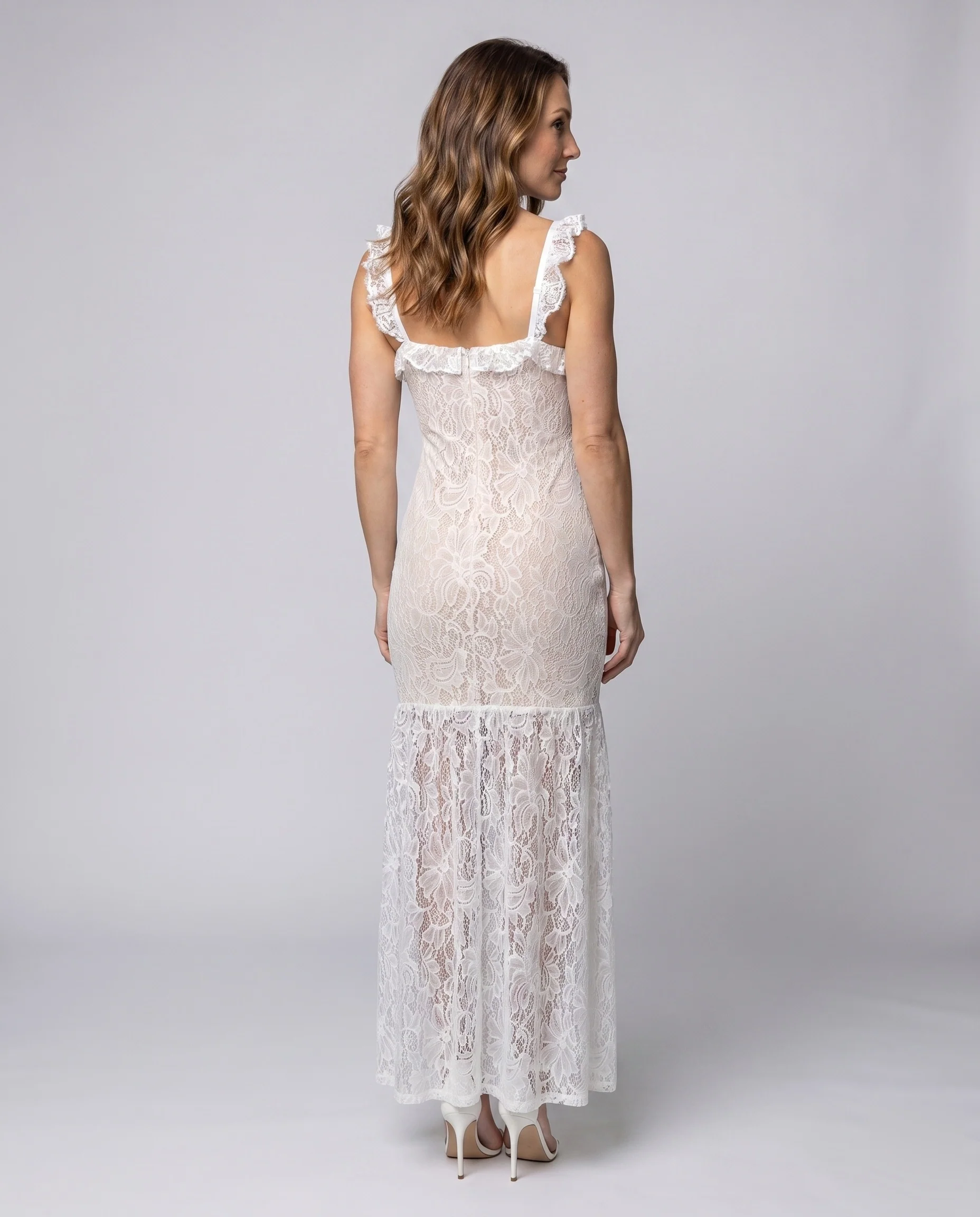 Damen Kleid aus zarter Spitze mit verspieltem Volant und figurumspielendem Schnitt R&B - Image 4