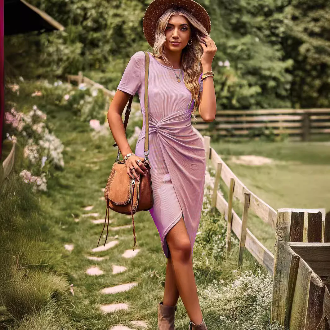 Damen Kleid mit asymmetrischem Saum und Raffung R&B - Image 4