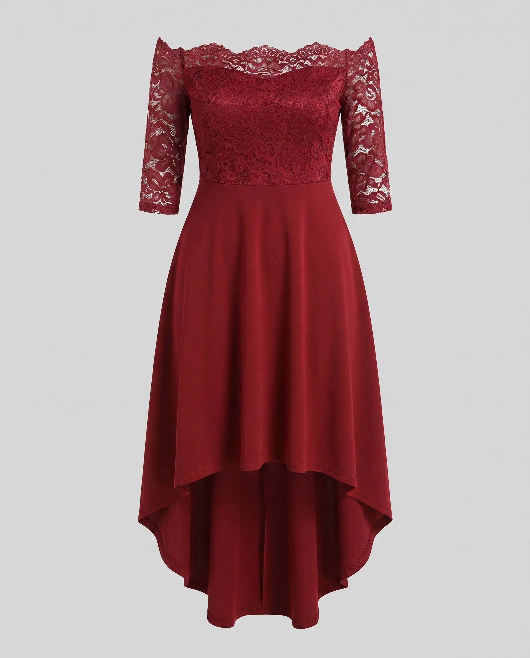 Damen Kleid mit asymmetrischem Saum und Spitze R&B - Image 5