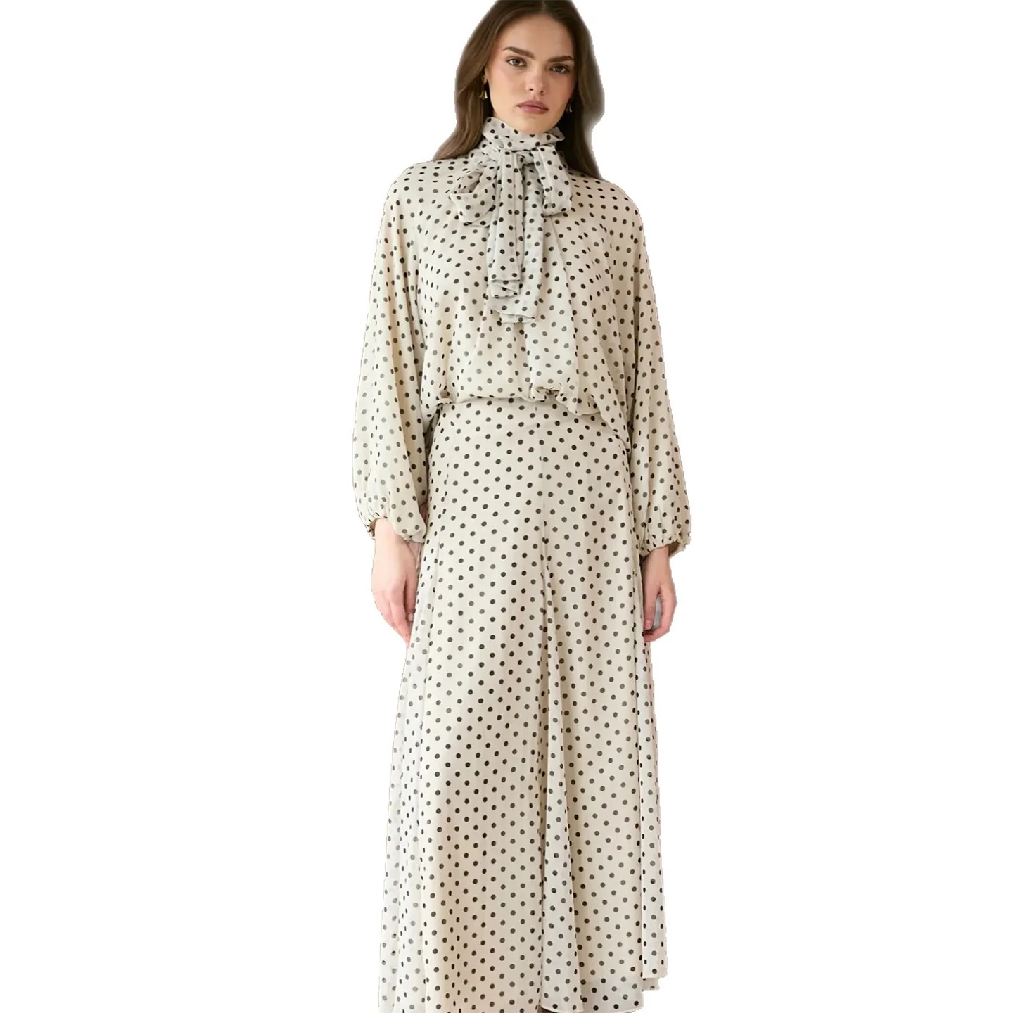 Damen Kleid mit elegantem Stehkragen und verspieltem Punkte-Design R&B - Image 5