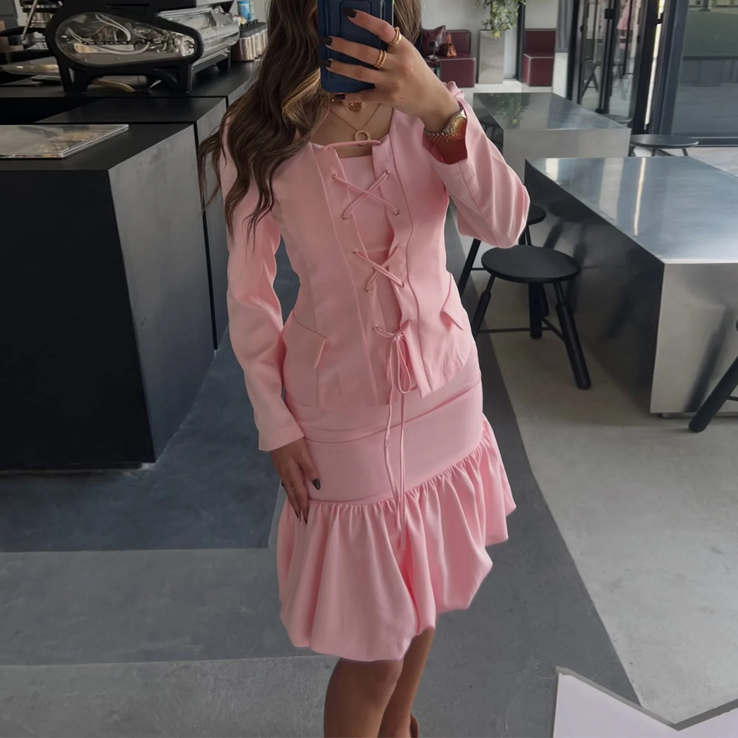 Damen Kleid mit Schnürung und Rüschensaum R&B - Image 6
