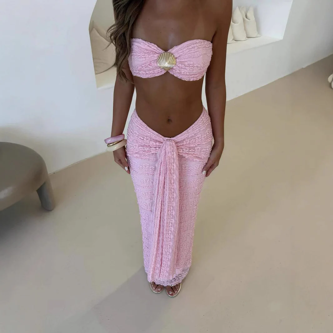 Damen Kleidungsset aus feiner Spitze und elegantem Wickelsaum R&B - Image 3