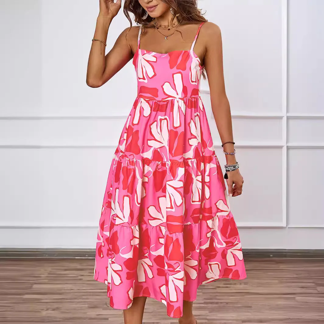 Damen Knielanges Freizeitkleid im modernen Layering-Design mit buntem Muster R&B - Image 4