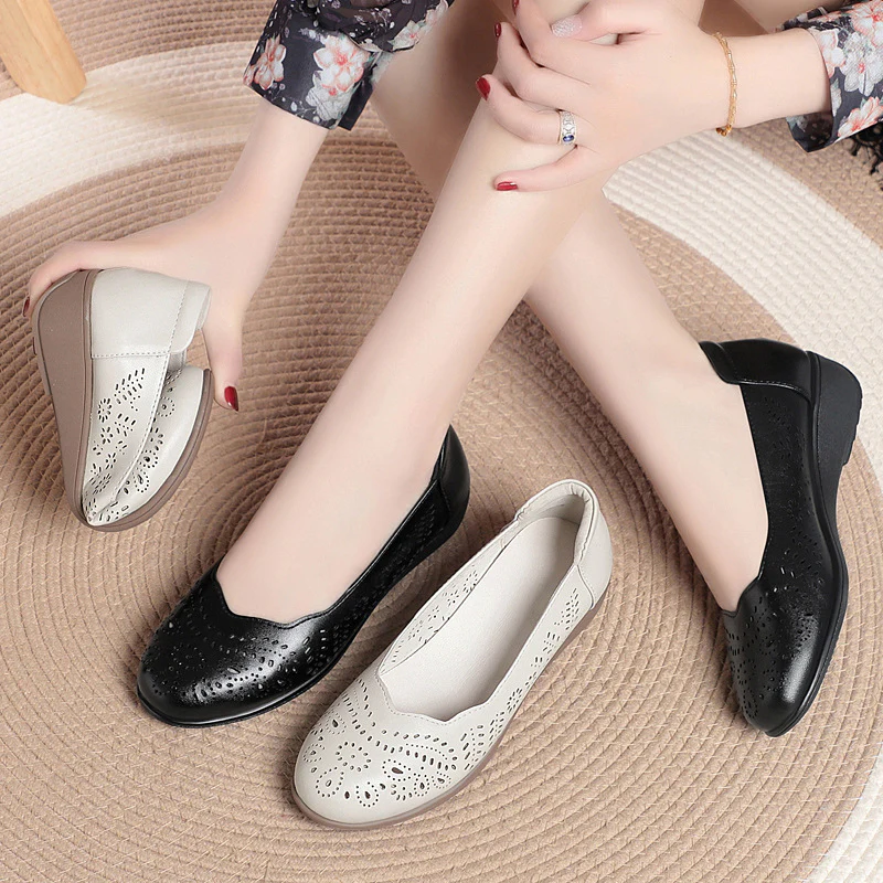 Damen Komfortable Ballerinas mit elegante Perforation R&B - Image 3