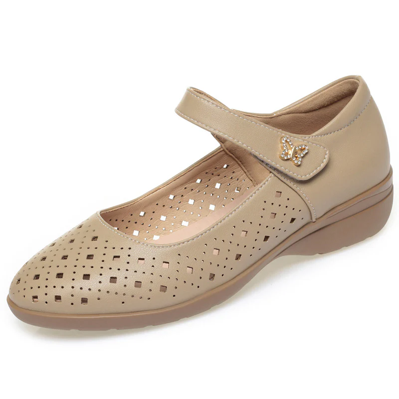 Damen Komfortable Ballerinas mit luftiger Lochmusterung und verstellbarem Riemen R&B - Image 4