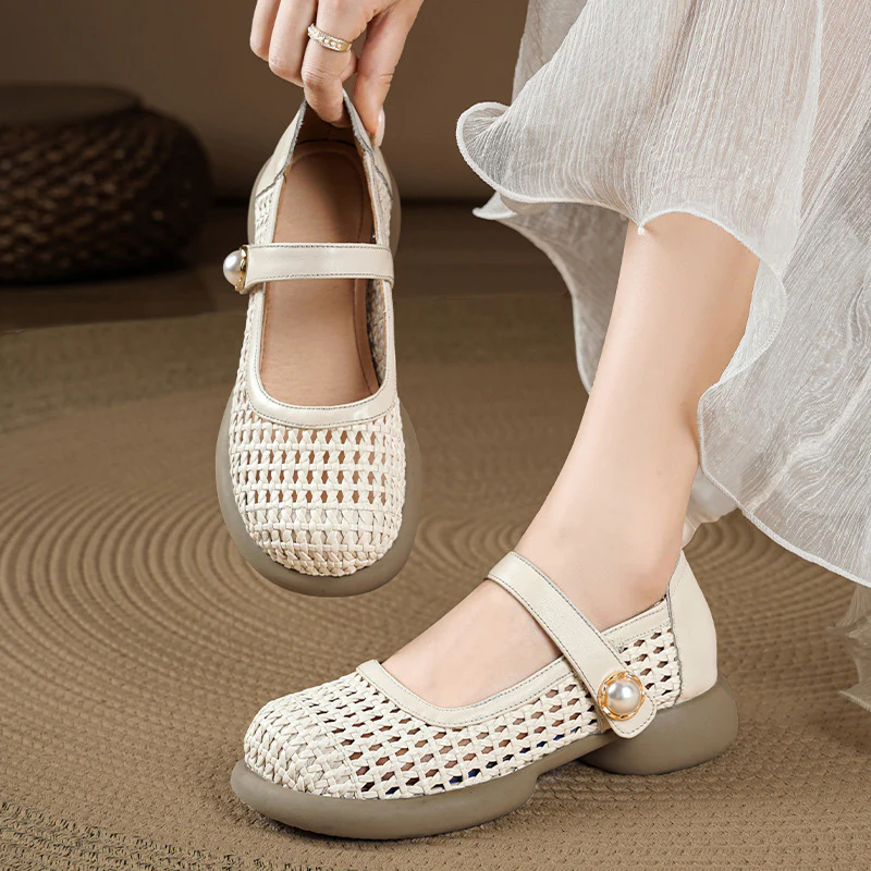 Damen Komfortable Ballerinas mit verziertem Riemen R&B - Image 4