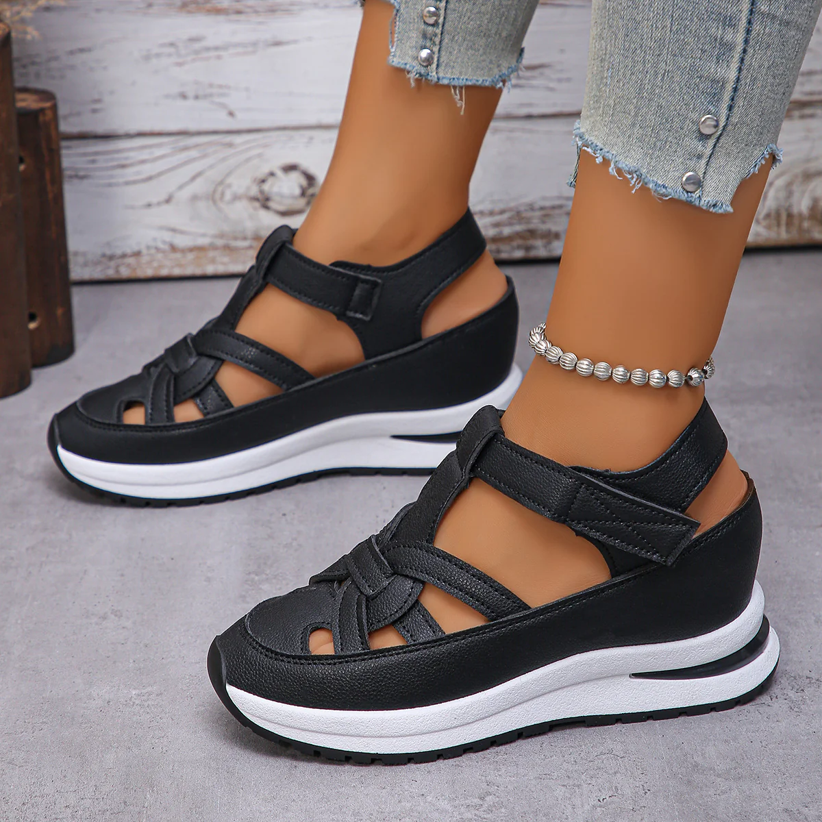 Damen komfortable Keilsandalen mit atmungsaktiven Riemen und ergonomischem Fußbett R&B - Image 2