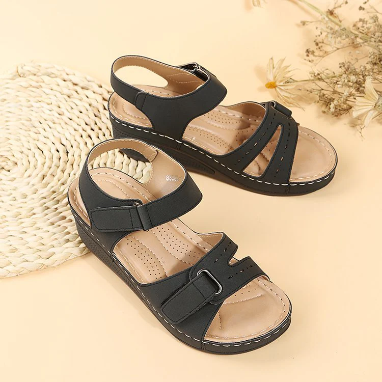 Damen Komfortable Keilsandalen mit verstellbaren Riemen und anatomischem Fußbett R&B - Image 7