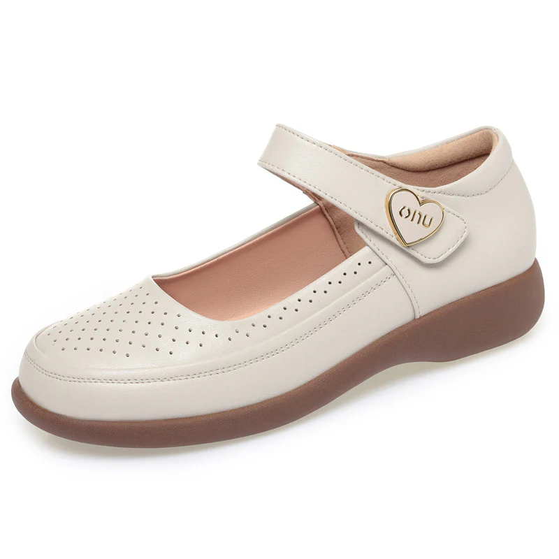 Damen Komfortable Mary Jane Ballerinas mit atmungsaktiven Perforationen und verstellbarem Riemen R&B - Image 9