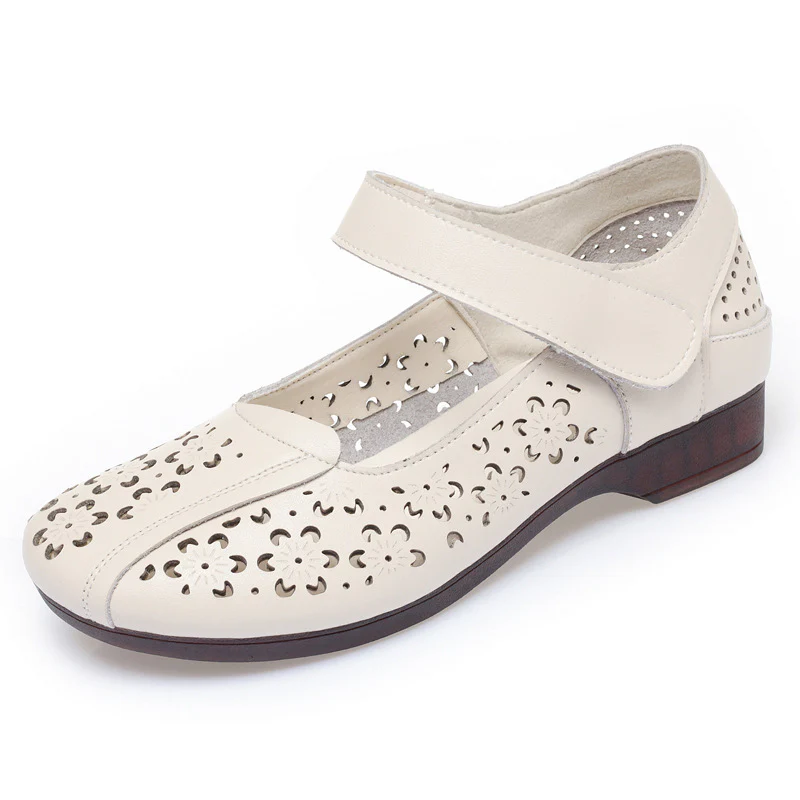 Damen Komfortable Mary Jane Ballerinas mit dekorativen Blumenperforationen und verstellbarem Riemen R&B - Image 6