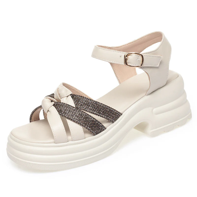 Damen Komfortable Platform-Sandalen mit elegantem Knoten-Design und verstellbarem Riemen R&B - Image 7