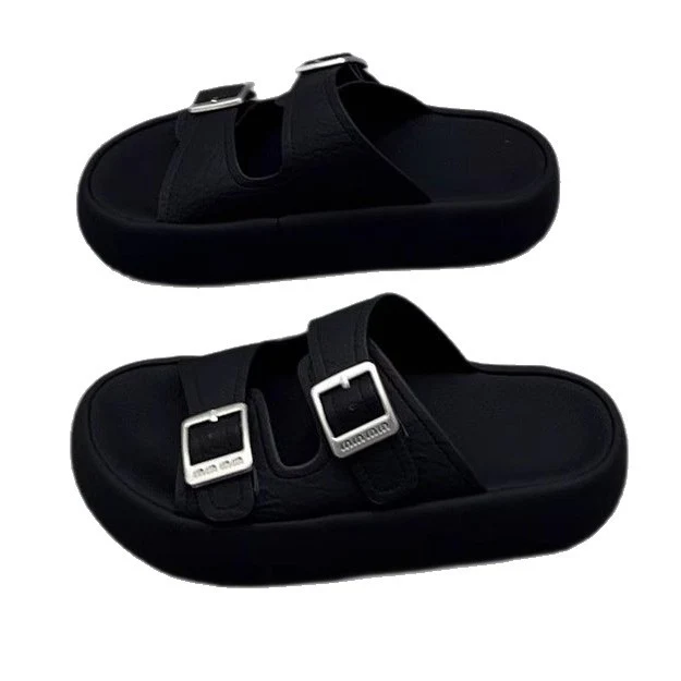 Damen komfortable Plattform-Pantoletten mit verstellbaren Riemen und ergonomischer Innensohle R&B - Image 5