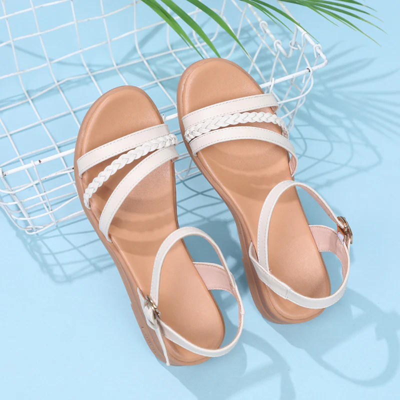 Damen Komfortable Riemchen-Sandalen mit geflochtenem Riemendesign und flexiblem Fußbett R&B - Image 2