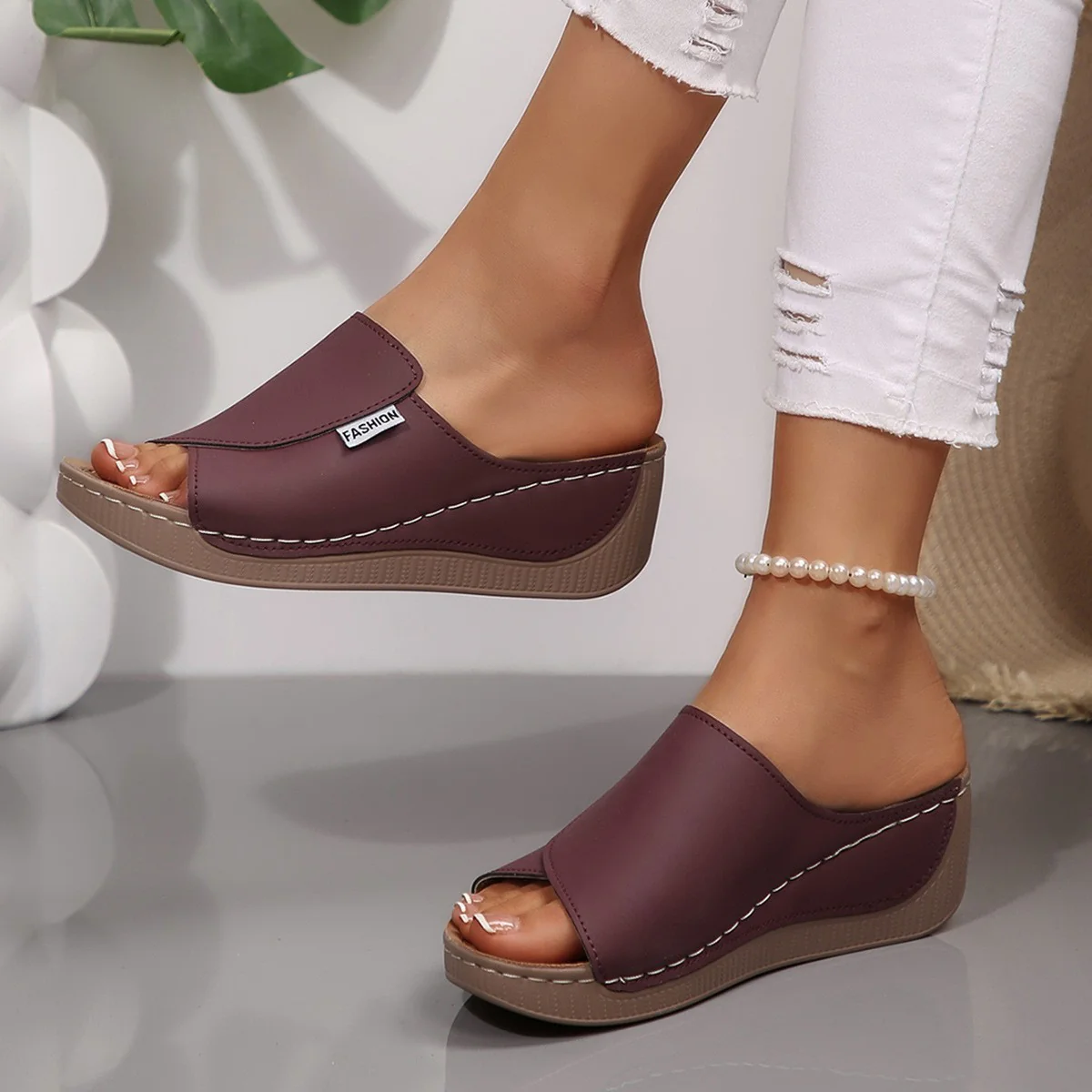 Damen Komfortable Slide-Sandalen mit elastischer Sohle und breitem Fußbett R&B - Image 16