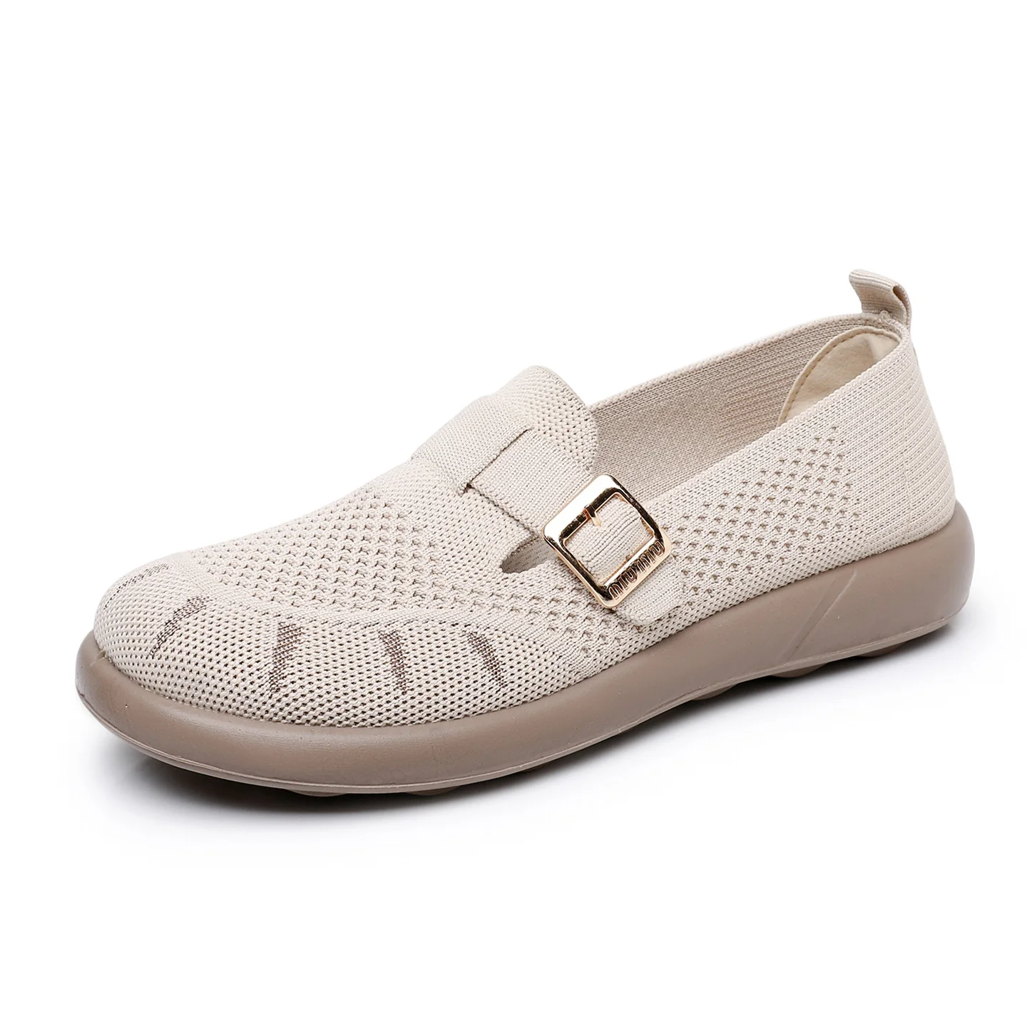 Damen Komfortable Slip-On Schuhe mit flexiblem Strickoberteil und modischem Schnallen-Detail Heidi-Mode - Image 7