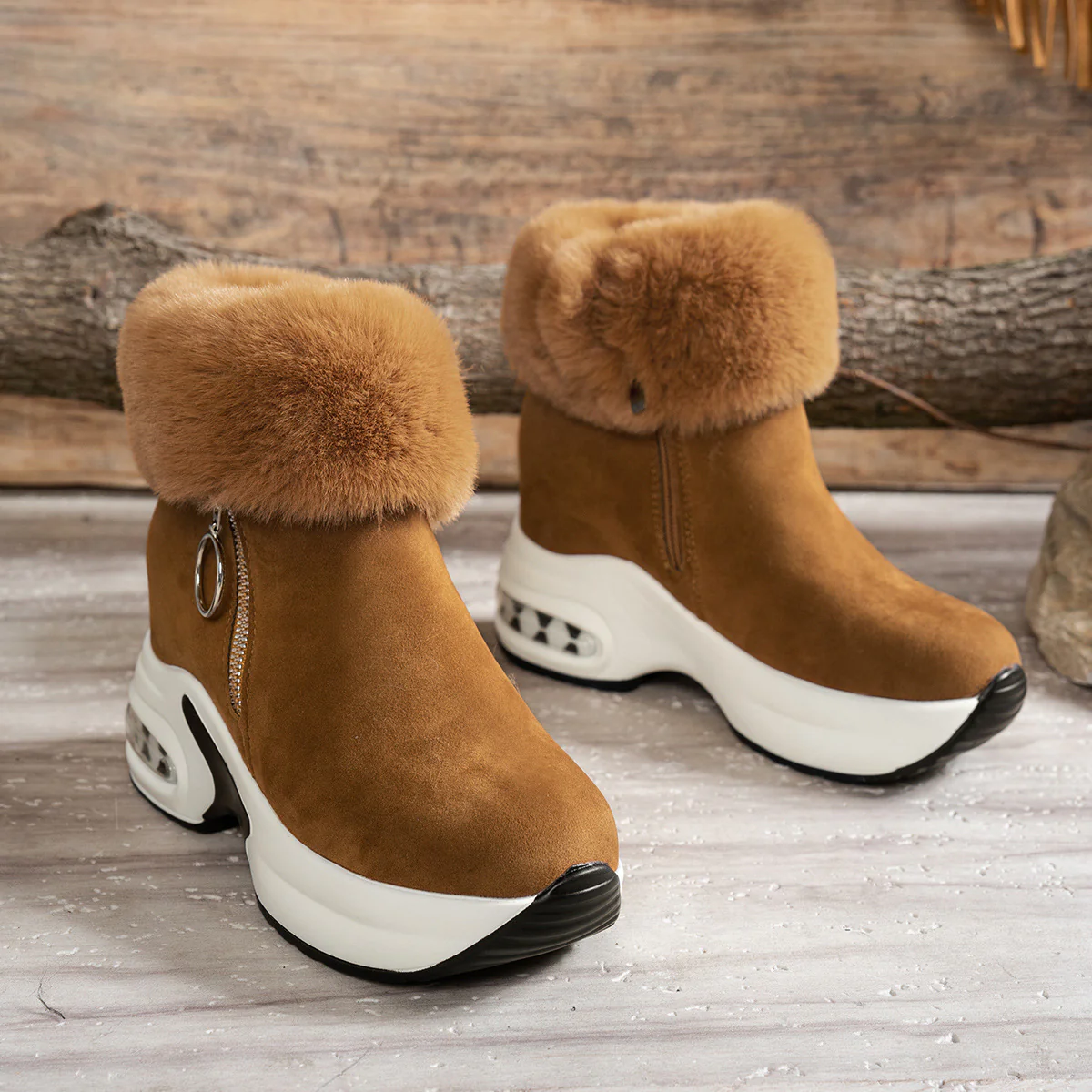 Damen Komfortable Sneaker-Stiefel mit trendigem Leopardenmuster und kuscheligem Kragen R&B - Image 4