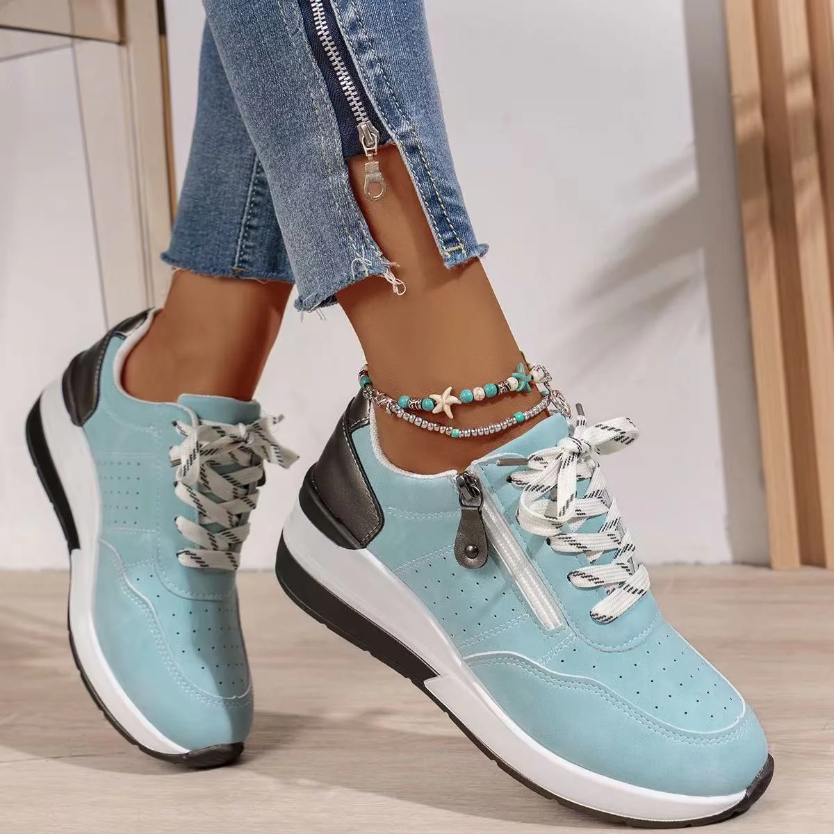 Damen Komfortable Sneakers mit modischem Reißverschluss und atmungsaktiver Sohle R&B - Image 4