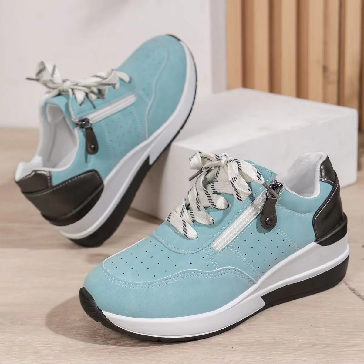 Damen Komfortable Sneakers mit modischem Reißverschluss und atmungsaktiver Sohle R&B - Image 7