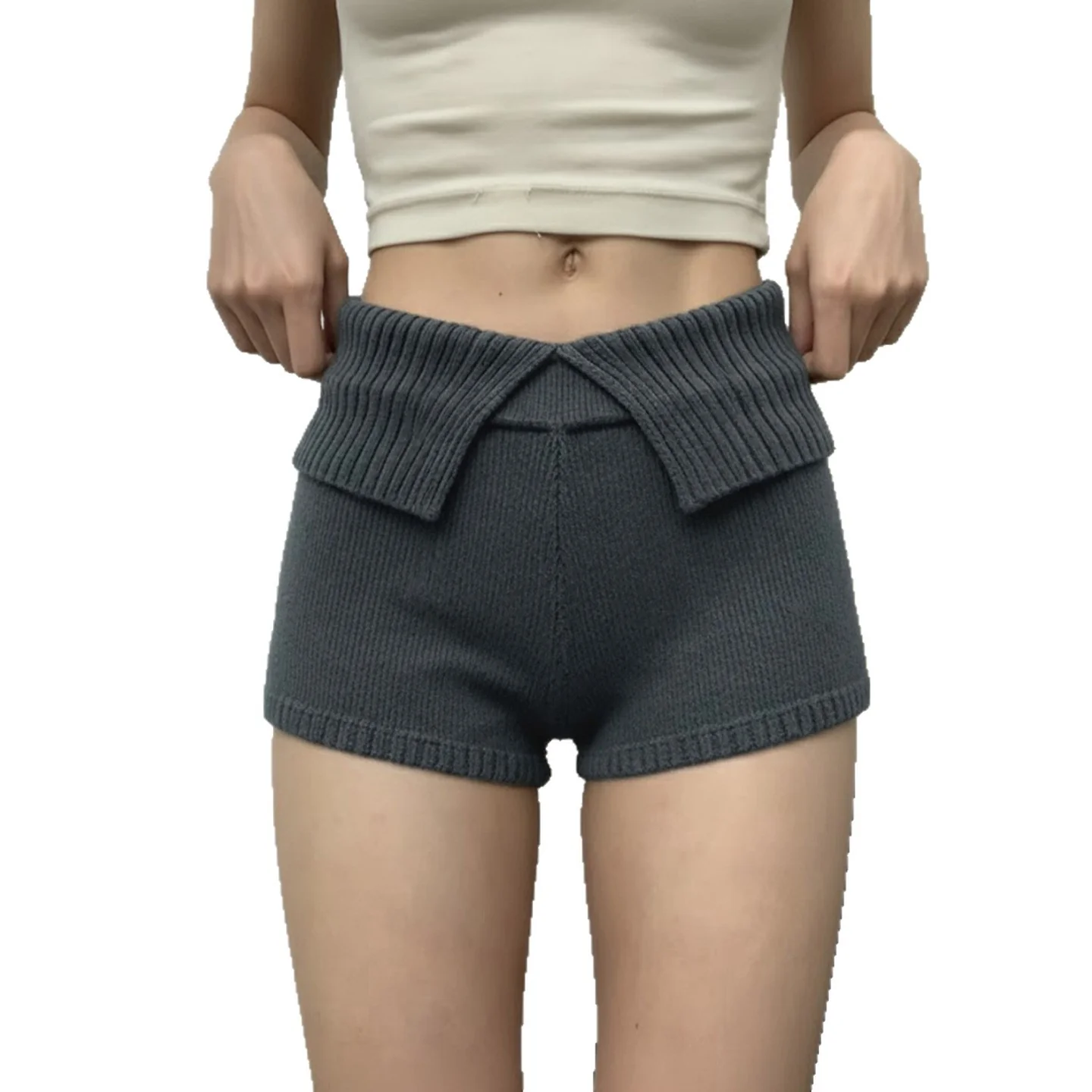 Damen komfortable und elegante Strick-Shorts mit hohem Bund Heidi-Mode - Image 5