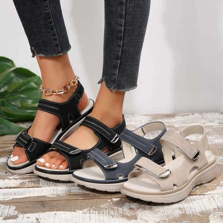 Damen Komfortsandalen mit verstellbaren Klettverschlüssen und ergonomischem Fußbett R&B - Image 2