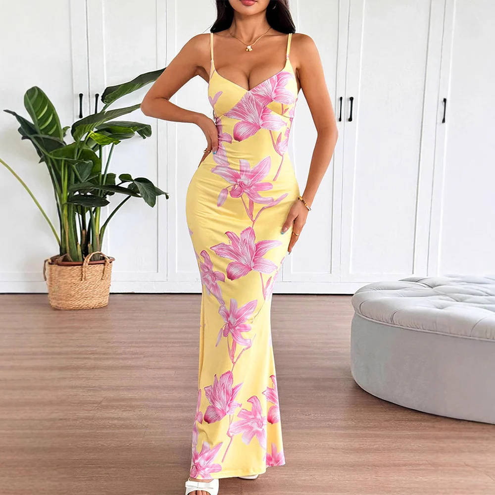 Damen Körperbetontes Maxikleid mit Blumenmuster R&B - Image 3