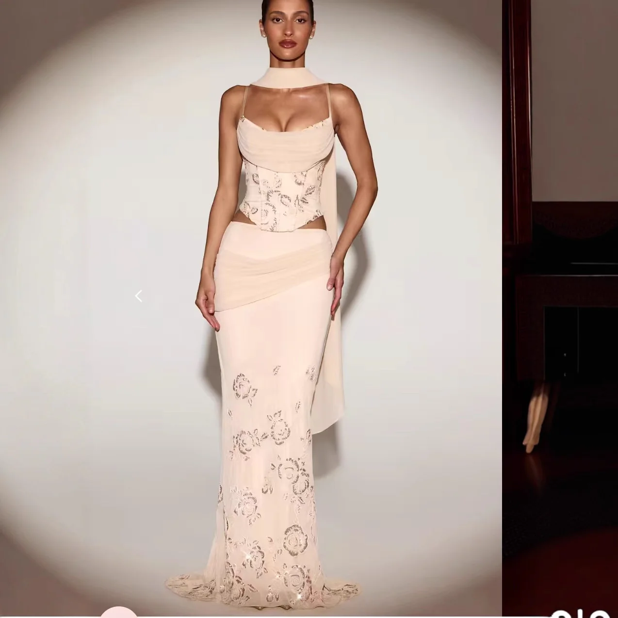 Damen Korsett-Kleid mit floralem Design und elegantem fließendem Rock R&B - Image 3