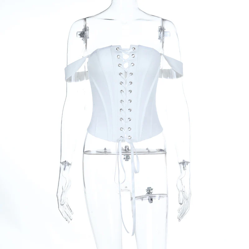 Damen Korsett-Oberteil mit schulterfreiem Design und dekorativen Schnürdetails R&B - Image 6