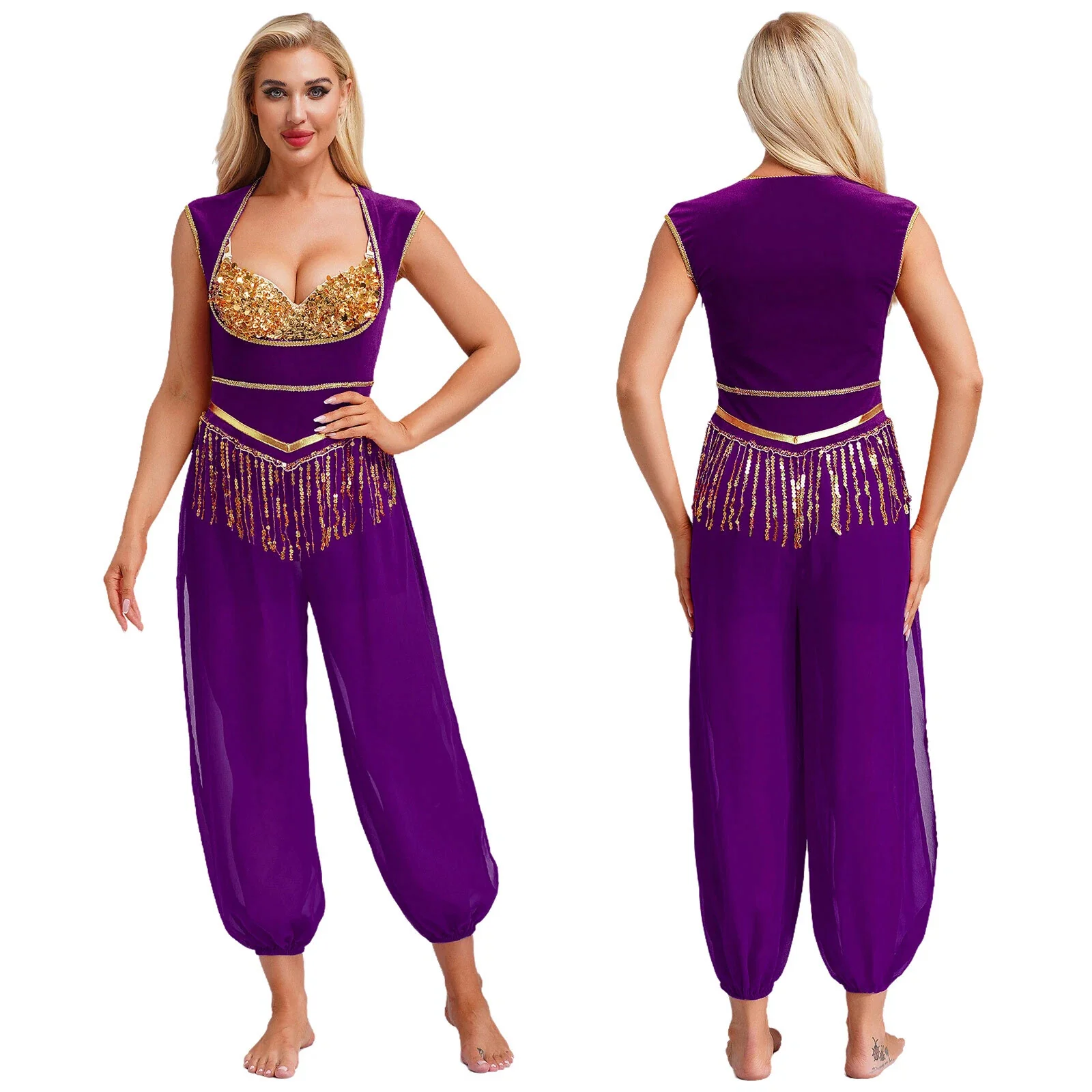 Damen Kostüm-Jumpsuit mit glitzerndem Oberteil und lässiger Hose R&B - Image 3