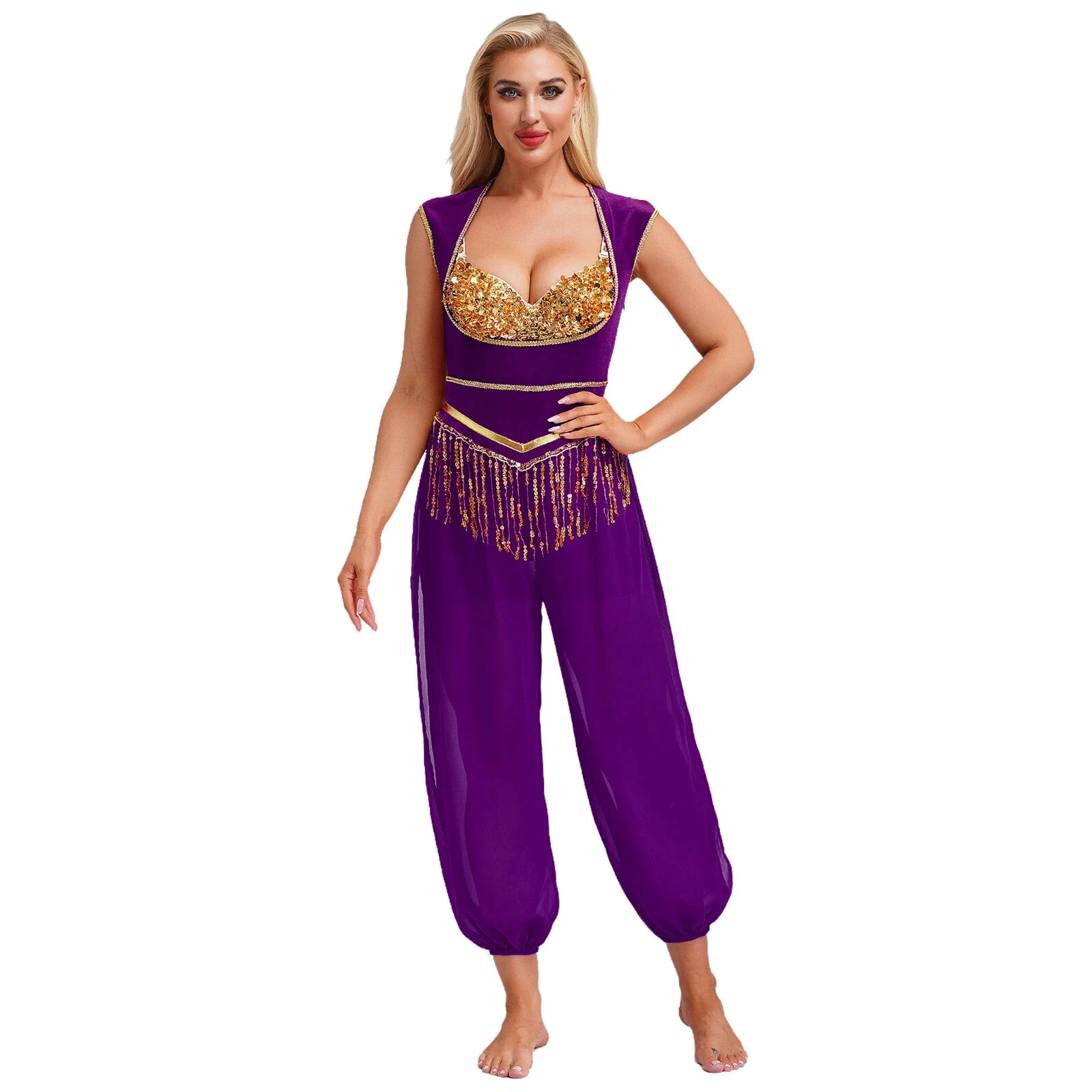 Damen Kostüm-Jumpsuit mit glitzerndem Oberteil und lässiger Hose R&B - Image 4