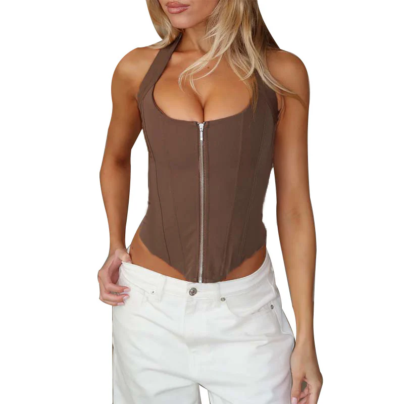 Damen figurbetontes Bustier-Oberteil mit Reißverschluss und verstärktem Schnitt R&B - Image 3
