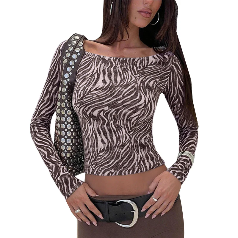 Damen körperbetontes Langarm-Shirt mit trendigem Tiermuster R&B - Image 5