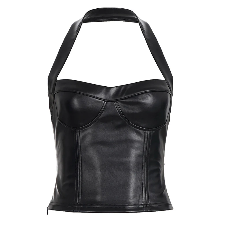 Damen Kunstleder Crop-Top mit romantischem Schnitt und verführerischem Bustier-Wirkung R&B - Image 6