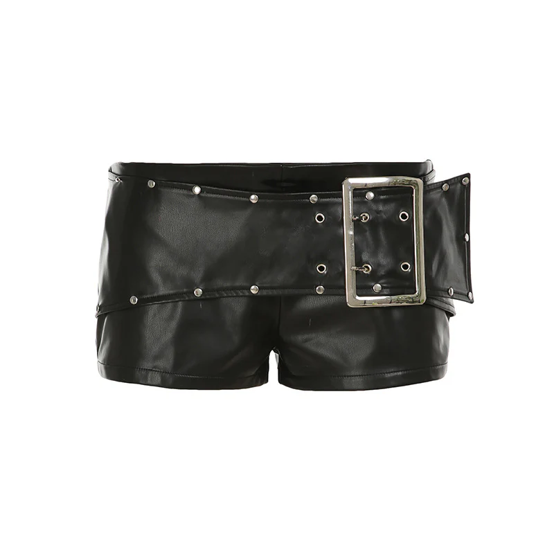 Damen Kunstleder-Shorts mit dekorativen Knopfdetails R&B - Image 15